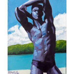“Island Man” Original Oil Painting by Robin White - Oil on canvas 8x10x.75"
